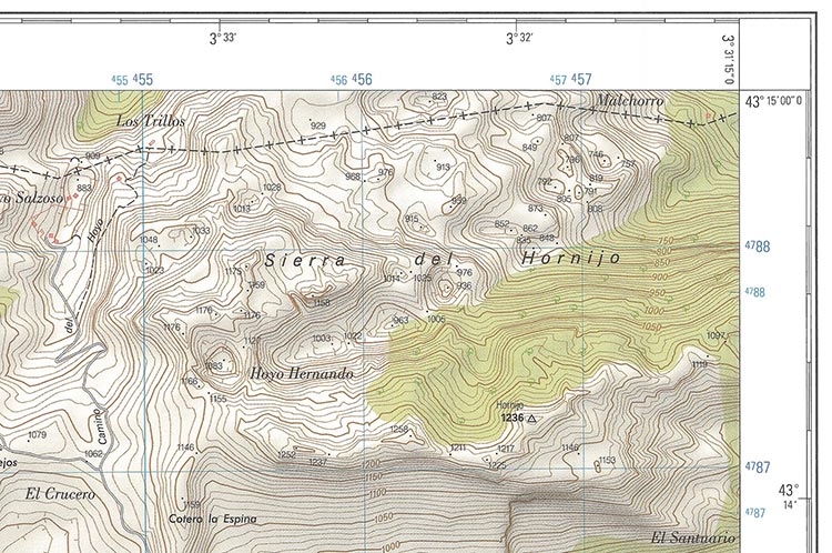 Cuadricula mapa topografico