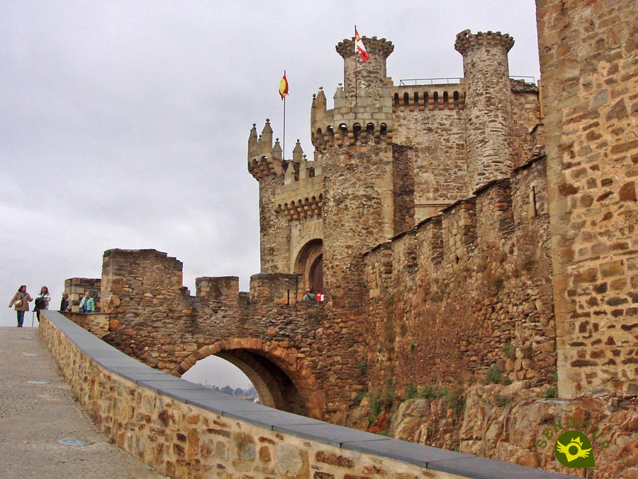 Main entrance to the Castle of Ponferrada crossing the moat