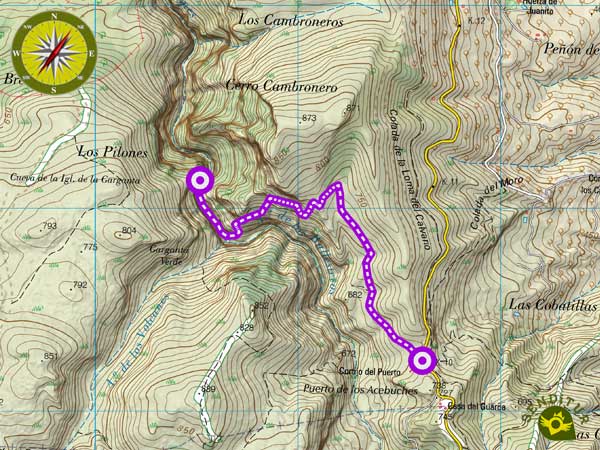Topographical map of the Green Gorge Path