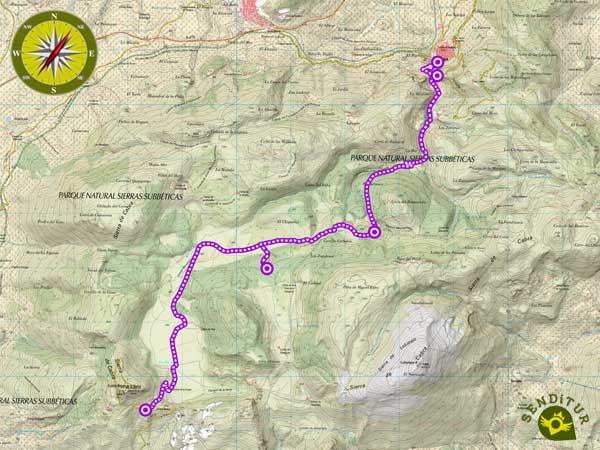 Topographical map of the Path of the Bailón River