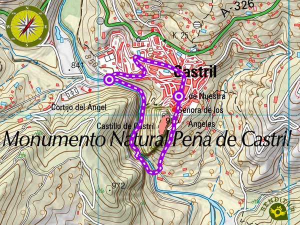 Topographical map of the Path of Cerrada of river Castril
