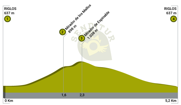 Profile of the route Turn of the Mallos of Riglos