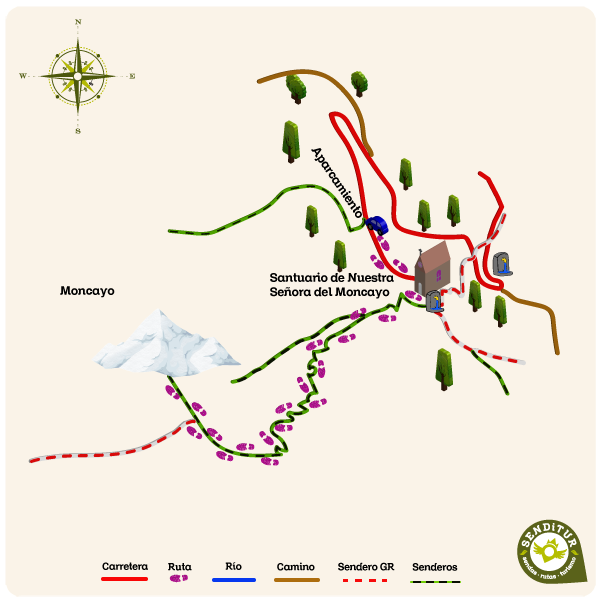 Mapa Ruta Subida al Monacayo