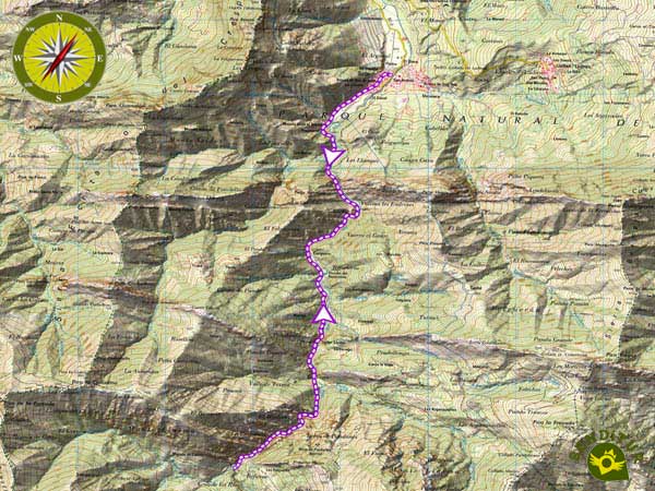 Mapa topográfico con el recorrido de la Ruta del Alba