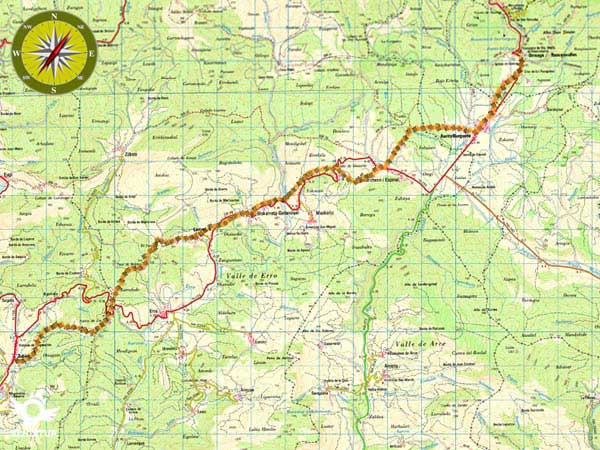 Topographical Map Stage 2 Orreaga Roncesvalles-Zubiri Frenc:Way