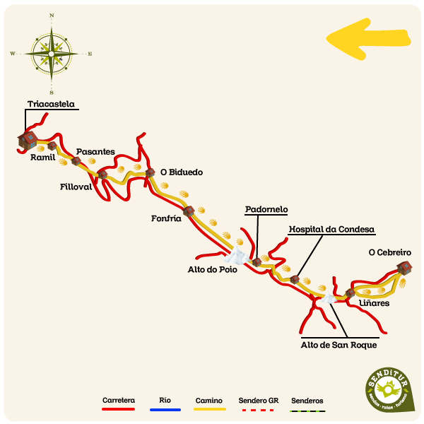 Mapa de la Etapa 23 O Cebreiro-Triacastela del Camino Frances