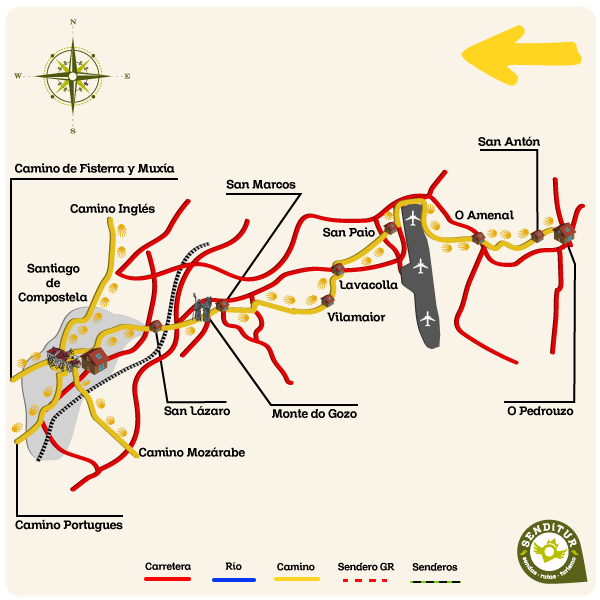 Map of Stage 29 O Pedrouzo-Santiago de Compostela of the French Way