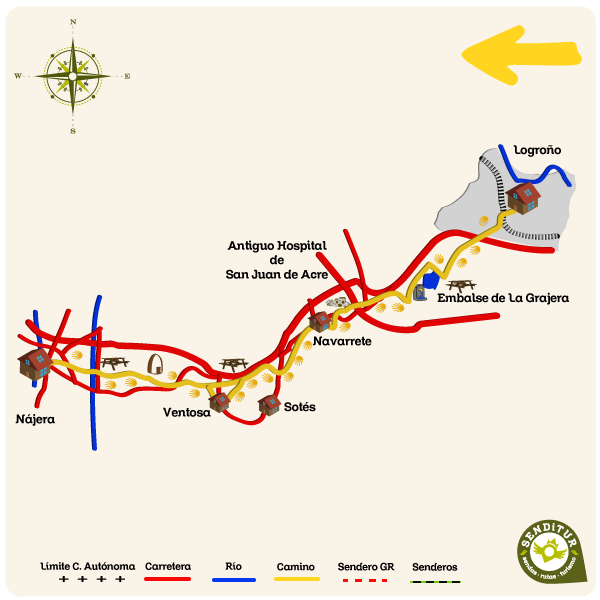 Mapa de la Etapa 07 Logroño-Nájera del Camino Frances