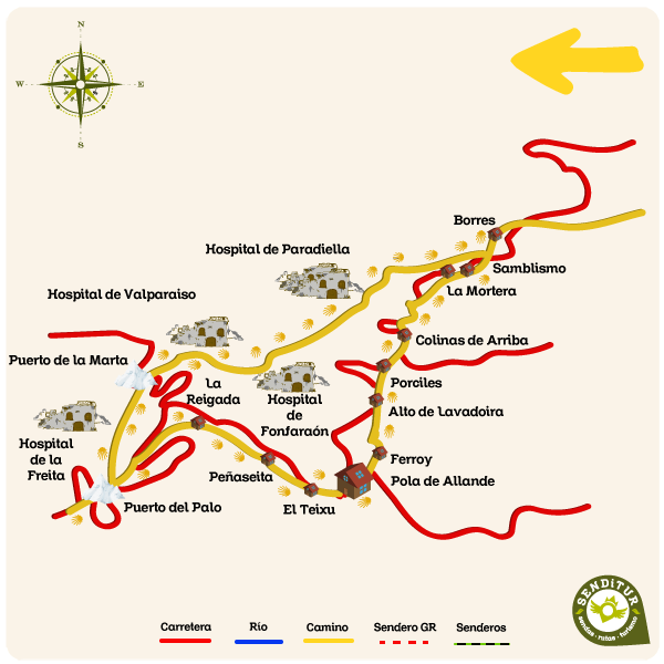Mapa de la Etapa 04b Ruta de los Hospitales del Camino Primitivo