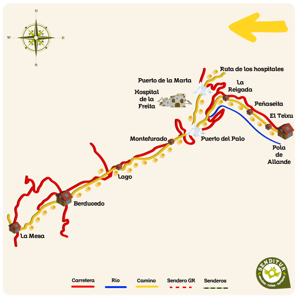 Map of Stage 05 Pola de Allande-La Mesa of the Primitive Way