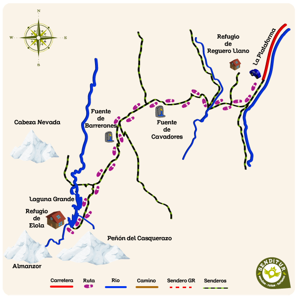 Mapa de la ruta de la Senda de la Laguna Grande