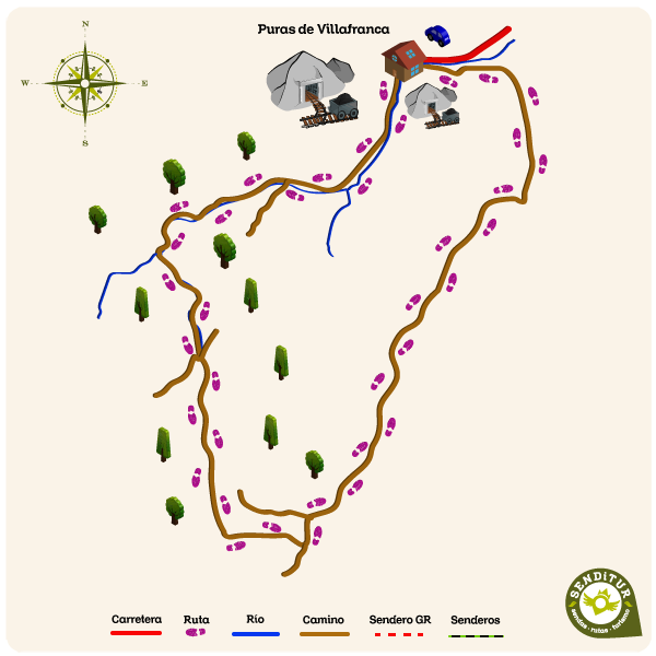 Mapa de la ruta de la Dehesa de Puras de Villafranca