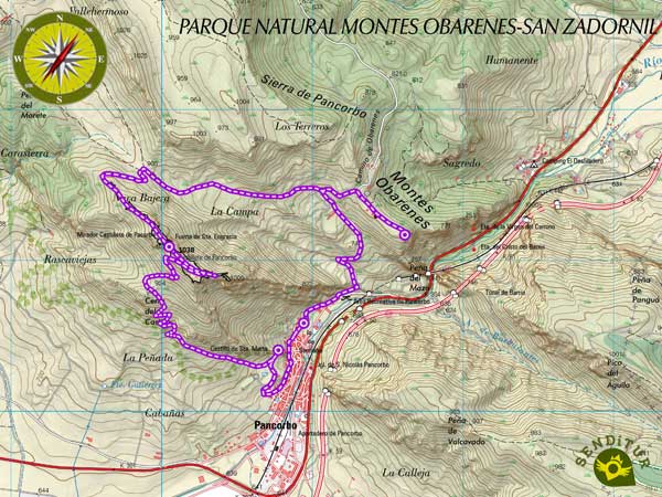 Mapa topográfico de la ruta del Desfiladero de Pancorbo