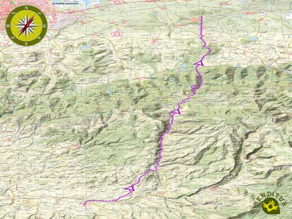 Mapa topográfico GR 38 Ruta del vino y del pescado Etapa 3 Albaina-Estíbaliz