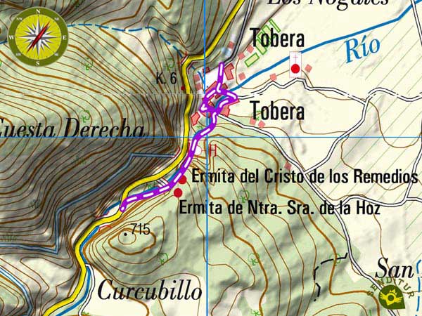 Mapa topográfico con el recorrido Paseo del Molinar