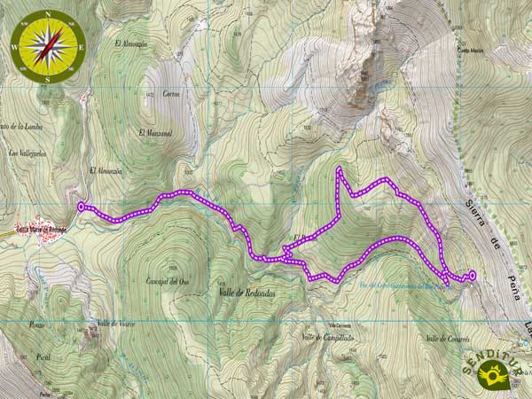 Topographical map of the Path Source of the Copper the Birth of the Pisuerga River