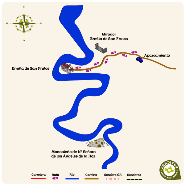 Route map of San Frutos Hermitage