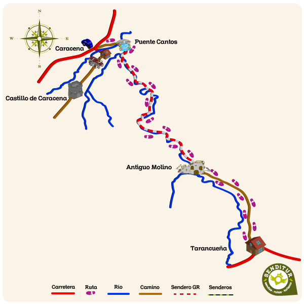 Mapa de la ruta del Cañón de Caracena