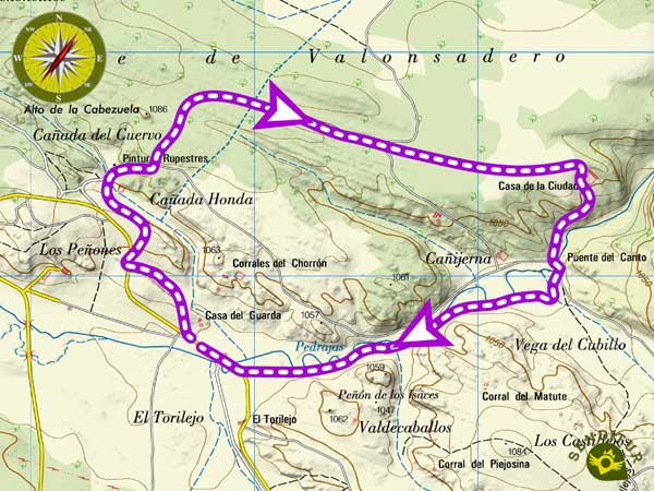Mapa topográfico Ruta Casa de la Ciudad Senderos de Valonsadero