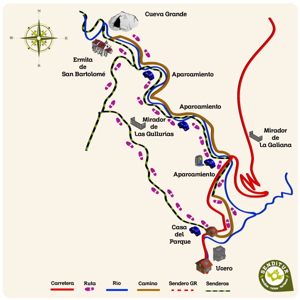 Map Path of the Gullurías Lobos River Canyon