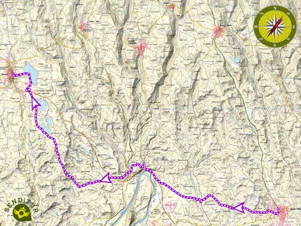 Topographic map of the GR 38 Route of the wine and of the fish Section1 Oyón-Laguardia