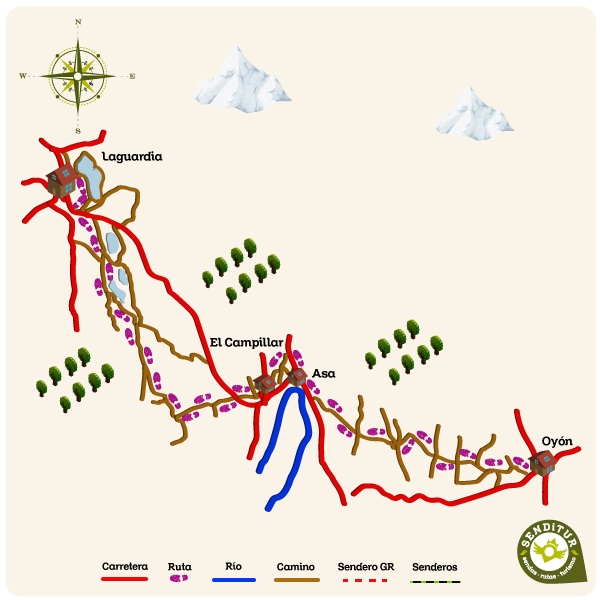 Mapa del GR 38 Ruta del vino y del pescado Etapa 1 Oyón-Laguardia