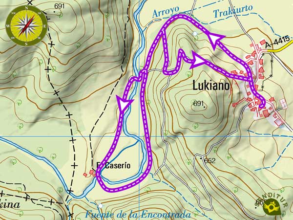 Mapa topográfico del Sendero de La Encontrada