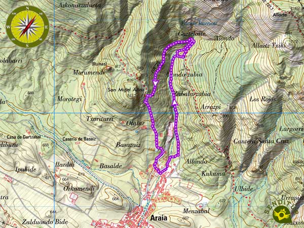 Topographic map of the Path of the Source of the River Zirauntza