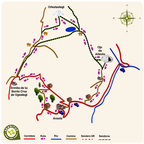 Mapa de la ruta al Ojo de Aitzulo