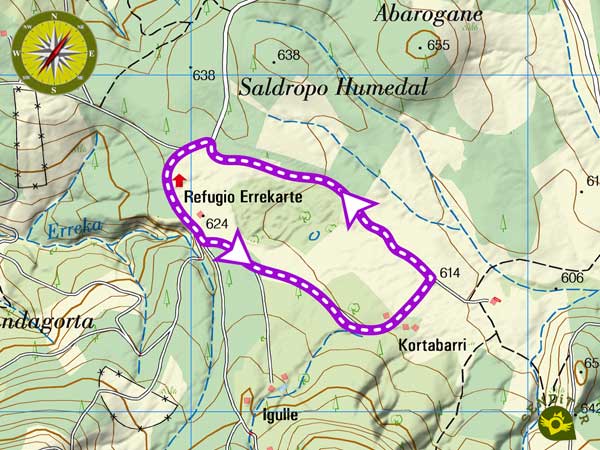 Mapa Topográfico de la ruta del Humedal de Saldropo