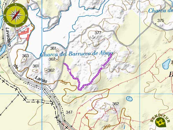 Topographic map with the itinerary of The Route of the Senses
