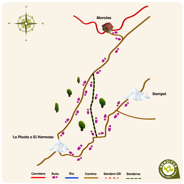 Mapa de la Subida al Sampol y La Picota o El Hermoso