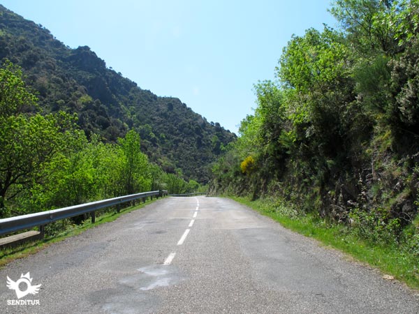 La carretera asciende por el valle