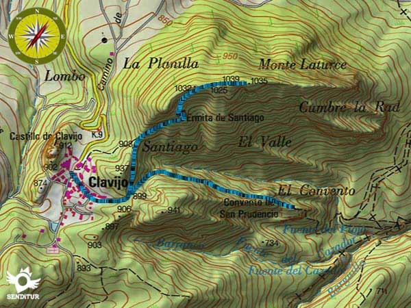 Topographic Map of the Path of the Peñas de Clavijo