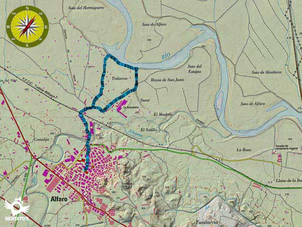 Topographic map Path of the groves from Alfaro