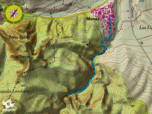 Topographic Map of the Path of the Salto del Agua