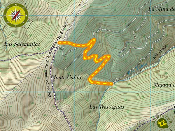 Topographical map of the link of the Rajao with GR 190