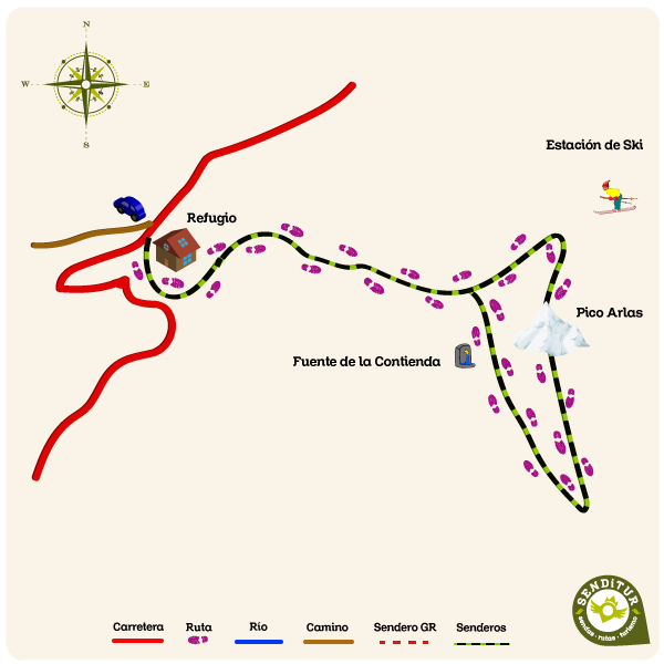 Route map Ascension to the peak Arlas